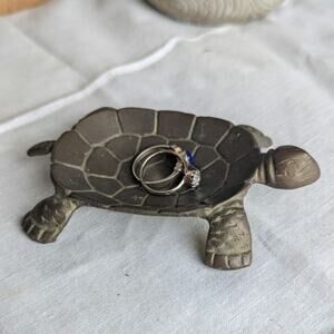 Vintage Petite Metal Turtle Dish Heritage Treasure Holder  Studio Bedside Decor